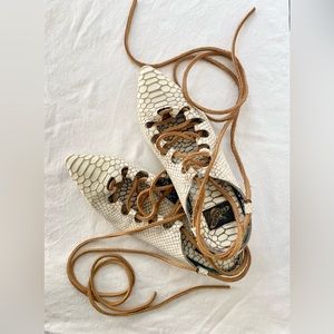 Freebird Enya Leather Natural White Snake Flats *host pick*